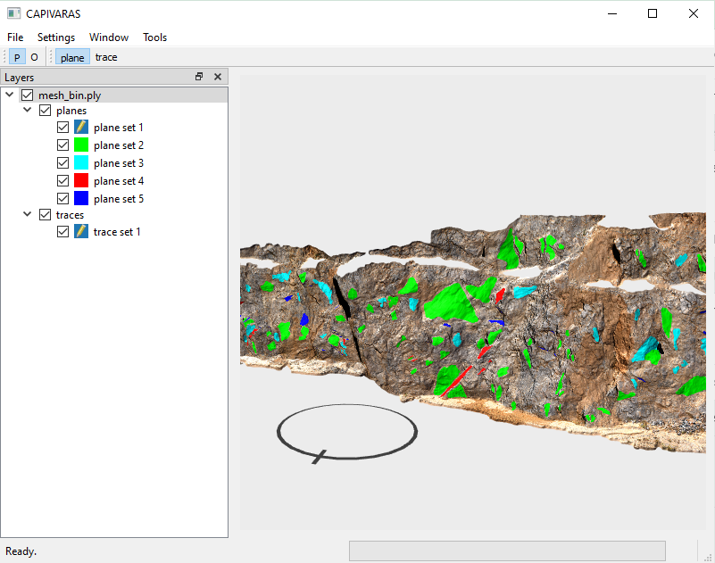 Capivaras — plane sets picked off a photogrammetry outcrop mesh